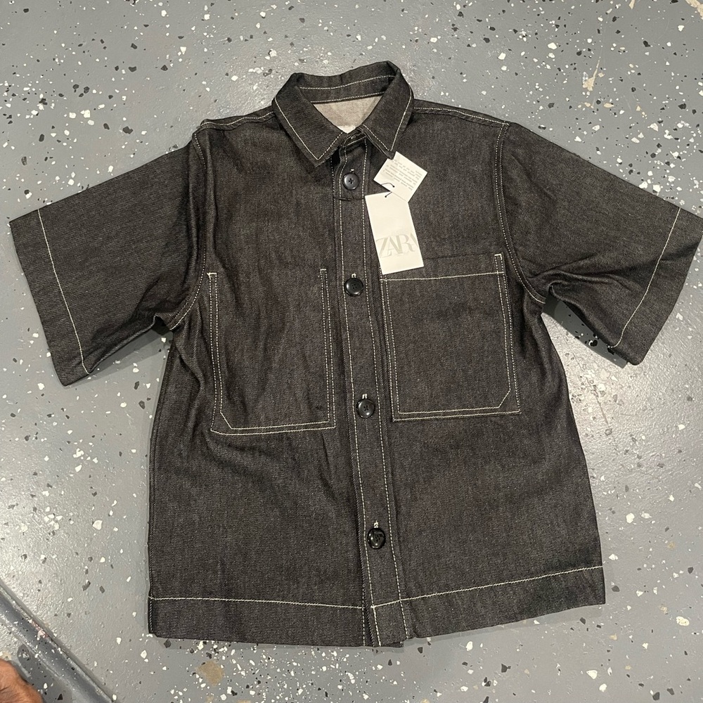 Zara Men Charcoal Button-Up Shirt